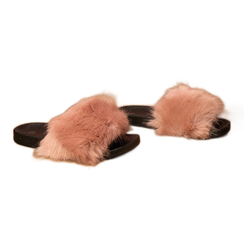 Chanclas de niños rosas con pelaje rosado