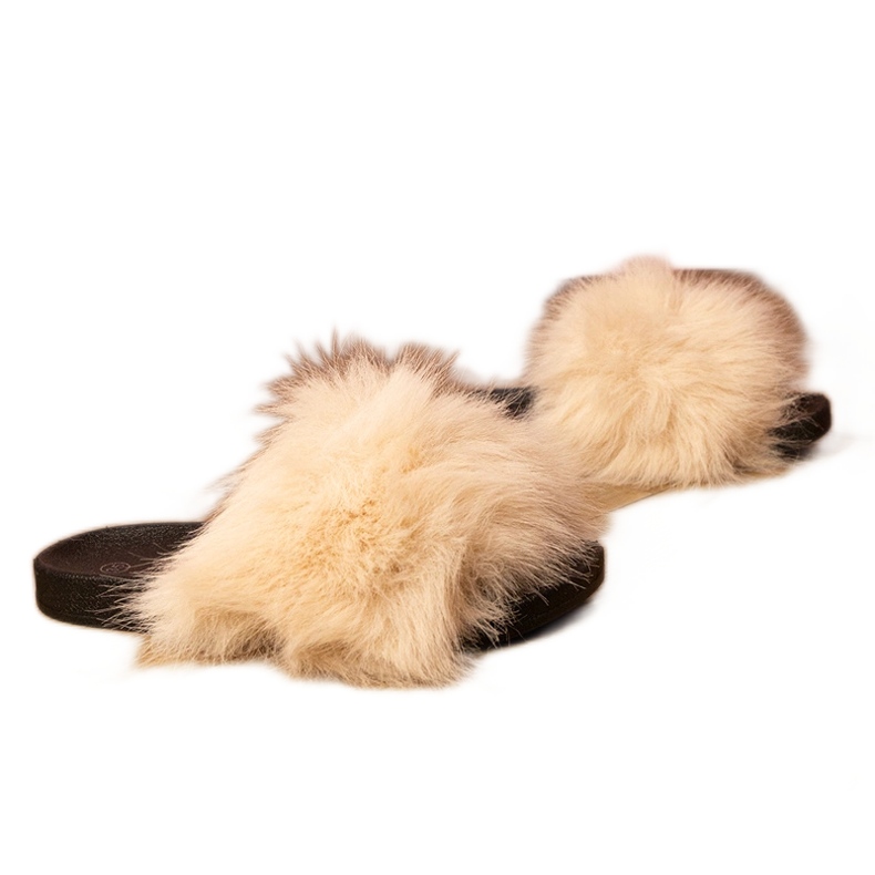 Chanclas beige para niños con pelaje
