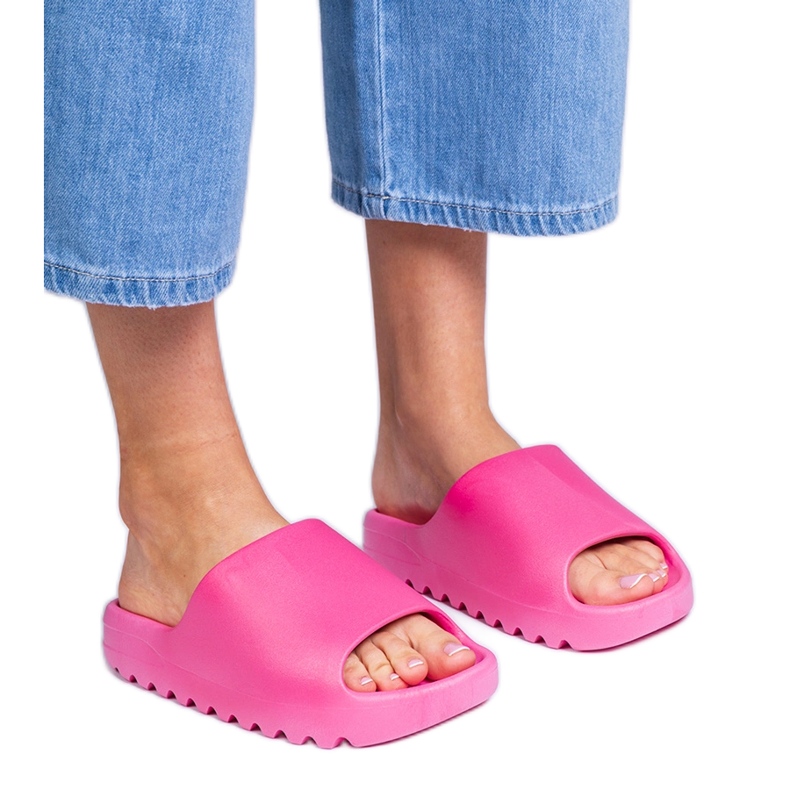 Chanclas de goma fucsia para mujeres rosado
