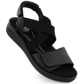 Sandalias cómodas para mujeres para velcro negro jezzi 24142