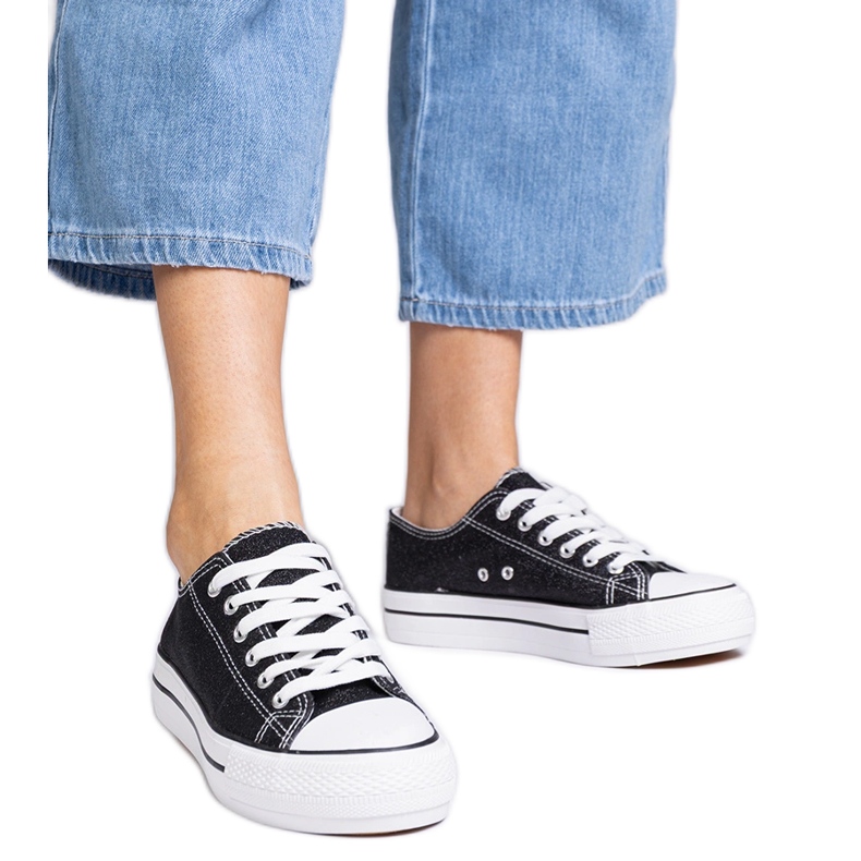 Zapatillas de deporte de brillo de mujeres negras negro