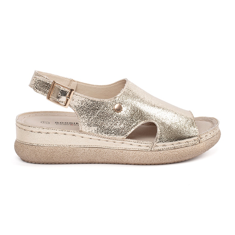 Goodin Sandalias planas doradas con hebilla dorado