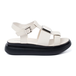 Goodin Light -Beige Leather Elegant Sandals en la plataforma