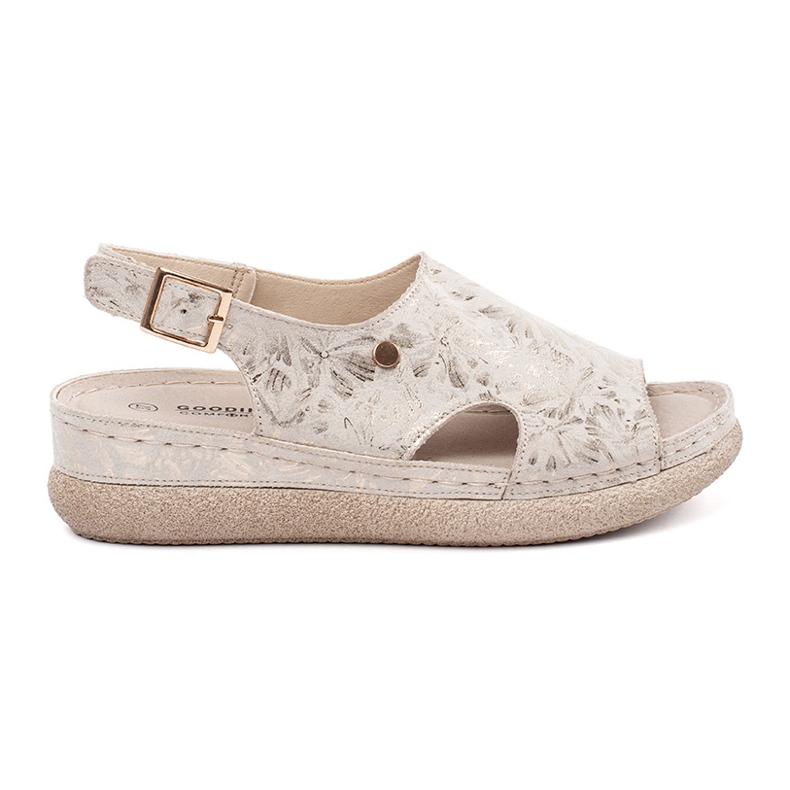 Goodin Ligera -Beige sandalias planas con hebilla