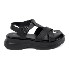 Goodin Sandalias negras en una suela gruesa negro