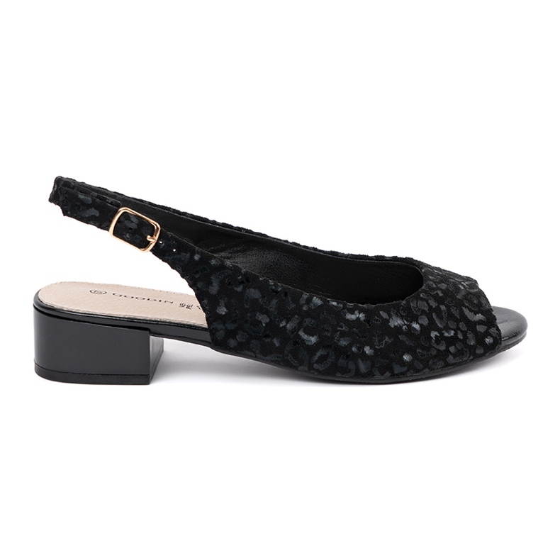 Goodin Sandalias negras de baja altura con estampado de leopardo negro