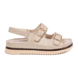 Goodin Sandalias beige con elementos dorados