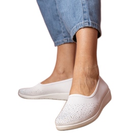 Zapatillas de deporte para mujeres blancas con circones blanco Zapatillas de deporte para mujeres blancas con circones blanco