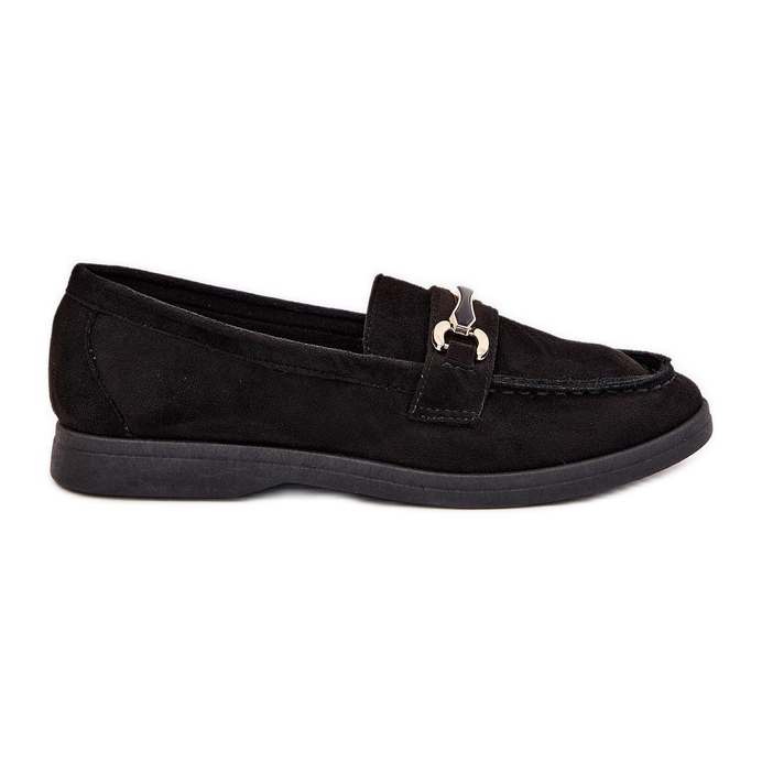 Mocasines de mujer con detalles dorados negros