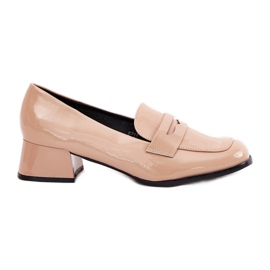Bombas desnudas pintadas de baja tina beige Bombas desnudas pintadas de baja tina beige
