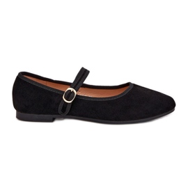 Ballerinas con gamuza negra de gamuza ecológica de cinturón y hebilla negro Ballerinas con gamuza negra de gamuza ecológica de cinturón y hebilla negro