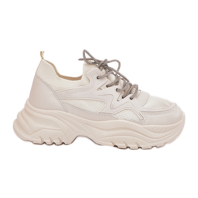 Zapatillas de deporte para mujeres en una plataforma decorativa beige lace