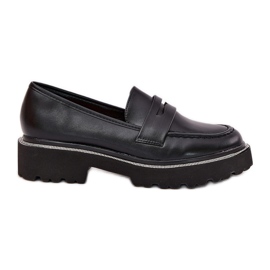 Mocasines de cuero ecológico para mujeres con circones negros