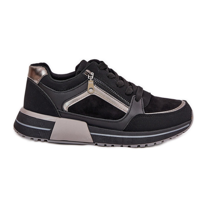 Zapatos deportivos femeninos con cremallera en la plataforma negra negro