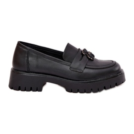 Mocasines de cuero para mujeres con alfileres Bear Vinceza 18109 Negro