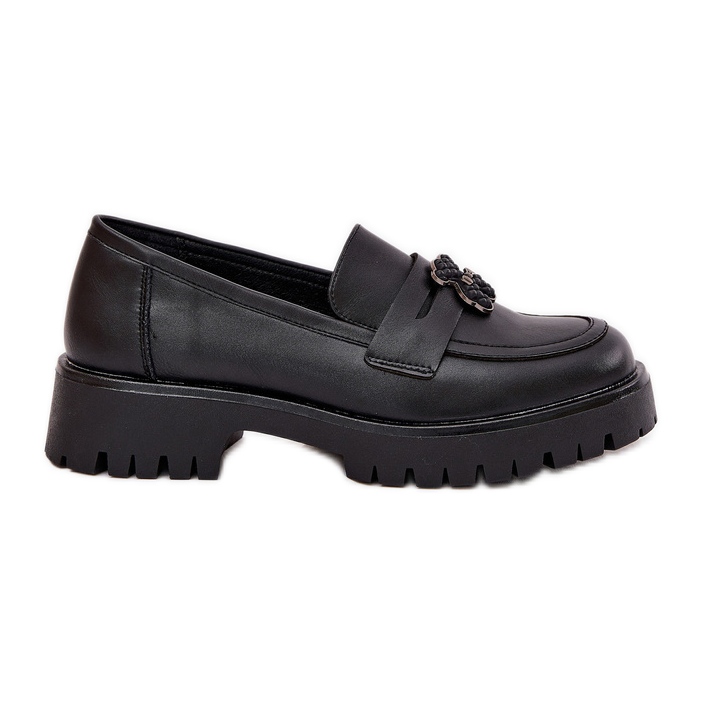 Mocasines de cuero para mujeres con alfileres Bear Vinceza 18109 Negro