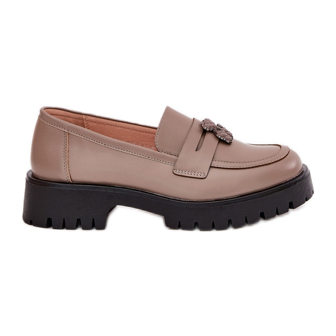 Mocasines de cuero para mujeres con alfileres Bear Vinceza 18109 beige