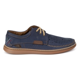 Olivier Zapatos de verano de cuero para hombres 206L con perforación azul