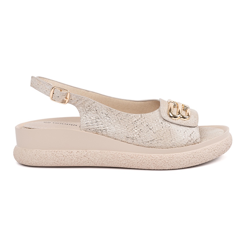 Goodin Sandalias planas con decoración de topo beige