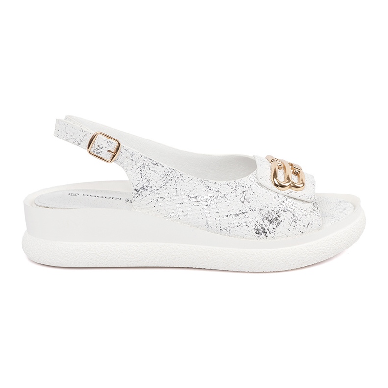Goodin Sandalias planas blancas con un adorno blanco