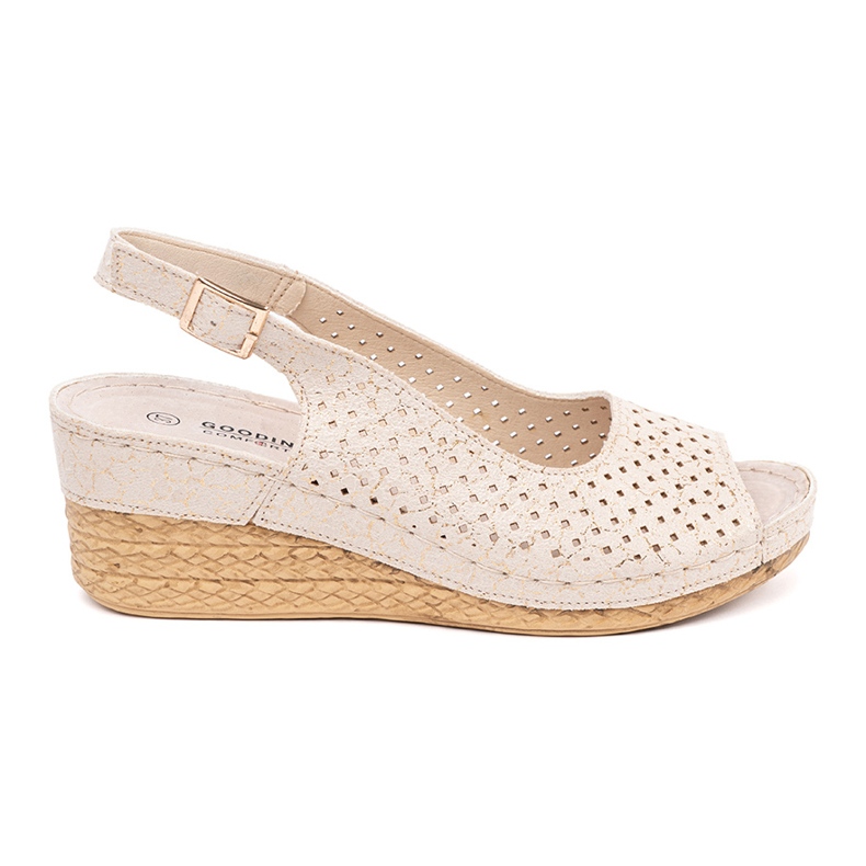 Goodin Sandalias cuña caladas beige