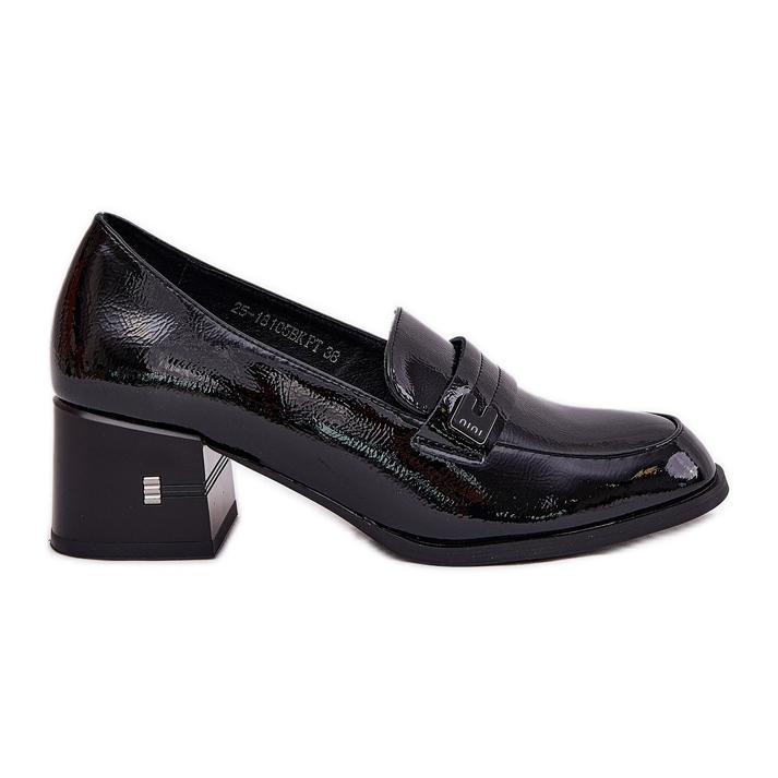 Zapatos de cuero pintados con tacones negros Vinceza 18105 Zapatos de cuero pintados con tacones negros Vinceza 18105