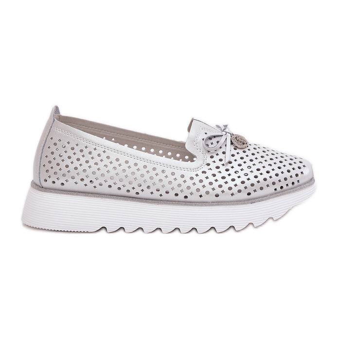 S.Barski Zapatos de mujer de cuero para mujeres hechos de cuero natural LR51-631 Plata