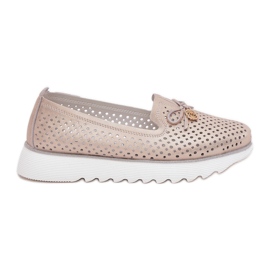 S.Barski Zapatos de mujer de cuero para mujeres hechos de cuero natural LR51-631 PLN dorado