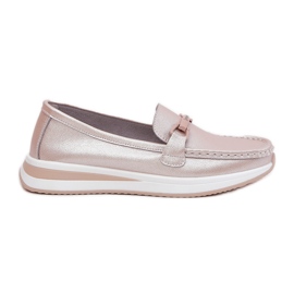 S.Barski Mocasines de cuero para mujeres S. Barski GR51-598 Pearl Pink rosado