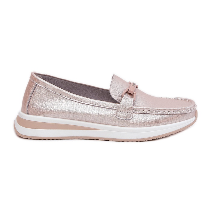 S.Barski Mocasines de cuero para mujeres S. Barski GR51-598 Pearl Pink rosado