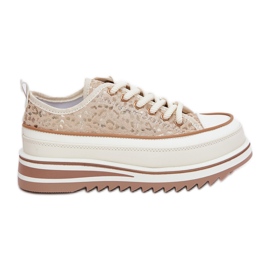 S.Barski Zapatillas para mujeres en una plataforma masiva S. Barski BF51-101 beige
