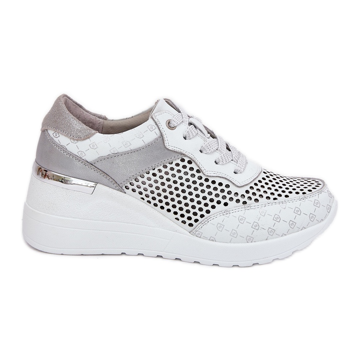 Zapatillas deportivas de cuero zapatillas de zapatillas en Wedge S.barski LR51-641 White blanco