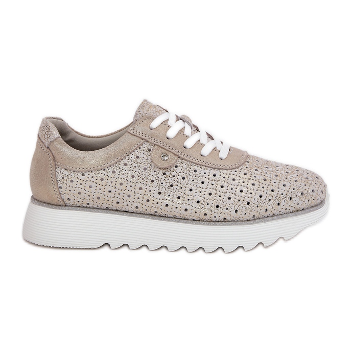 S.Barski Zapatillas de zapatillas de agua de gamuza en la plataforma LR51-927 Zloty dorado