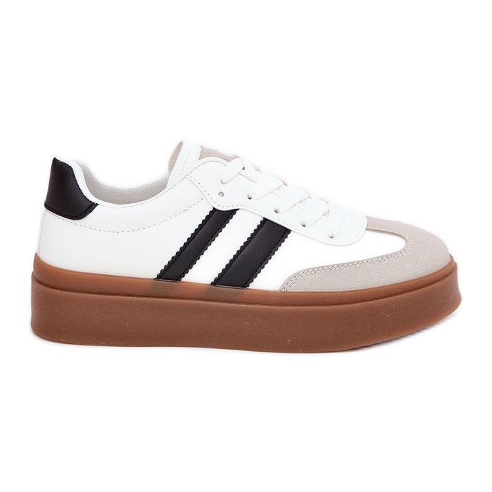 Evento Zapatillas de deporte para mujeres en la plataforma con cuero ecológico blanco