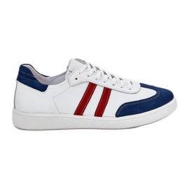 Zazoo N1068 de cuero Low White y Sneakers de Blue White and Navy Blue blanco