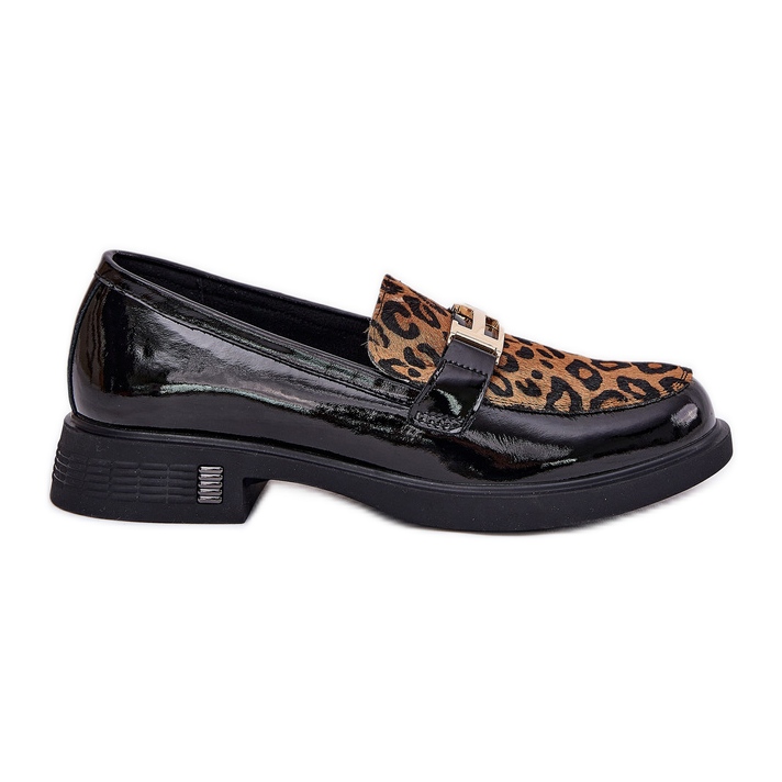Leopardo de mocasines de cuero Vinceza 66790 Negro