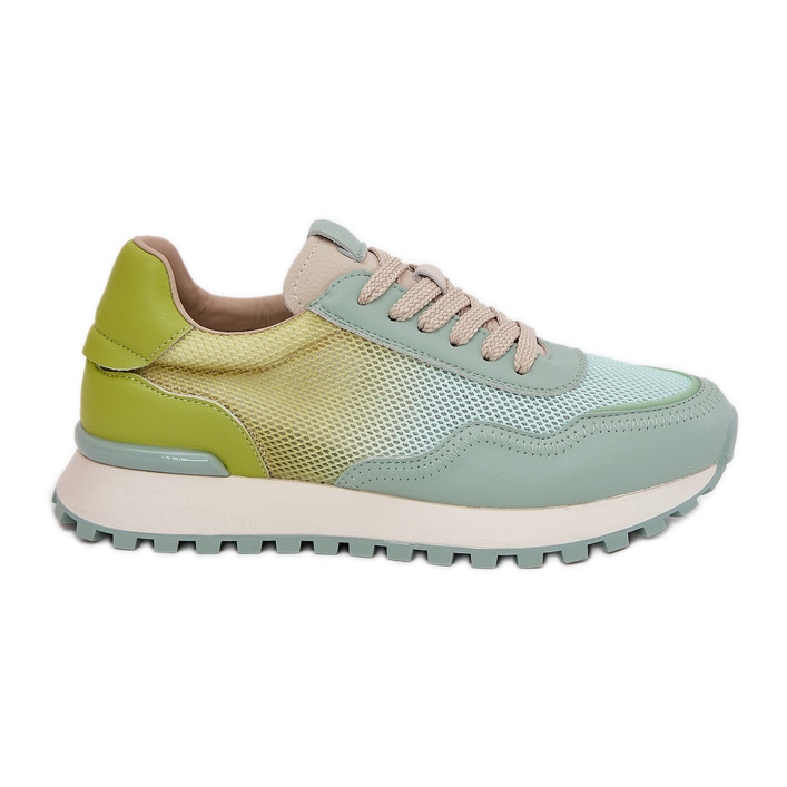 Zapatos deportivos de cuero con Vinceza 66775 MESH FUBLERA verde