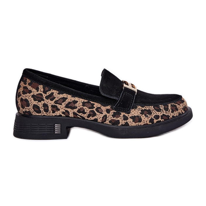 Moccasins de gamuza Vinceza 66791 impresión de leopardo negro