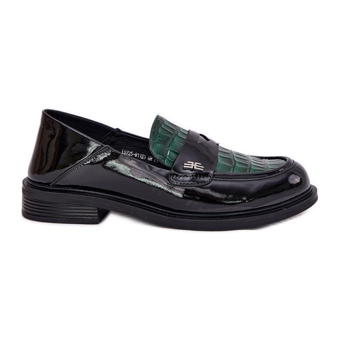 Moccasines de cuero para mujer pintados Vinceza 91125-negro verde