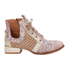 Botas de cuero botas maciejka 05541-04 beige-duard
