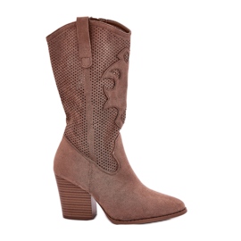 S.Barski Botas de vaquero botas abiertas en el S. Barski Hy51-606 Post Brown marrón