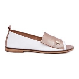 Ballerinas elegantes de cuero con dedos desnudos Zazoo 1865 White and Gold blanco
