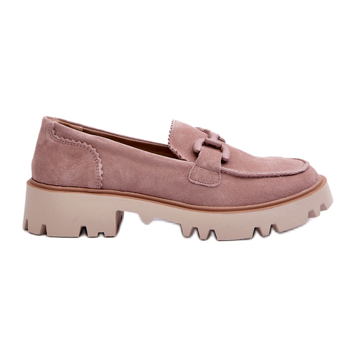 S.Barski Mocasines para mujeres de cuero de gamuza con decoración TW117 rosa rosado