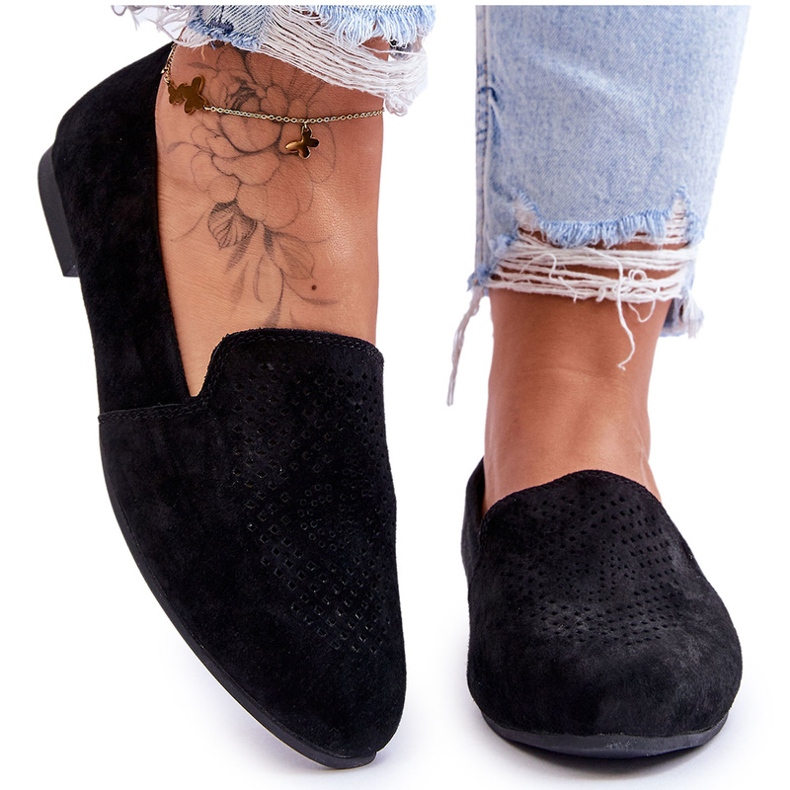 S.Barski Trasles de gamuza de cuero de negro