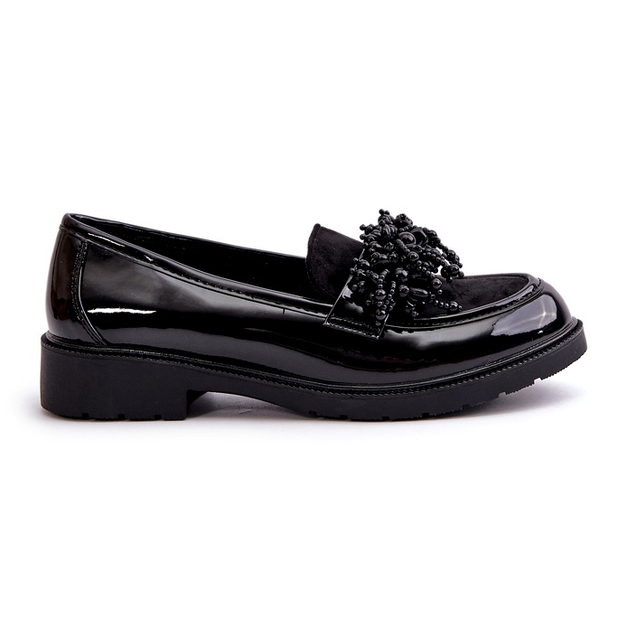 S.Barski Mocasines barnizados de mujeres S. Barski Hy369a negro con un adorno