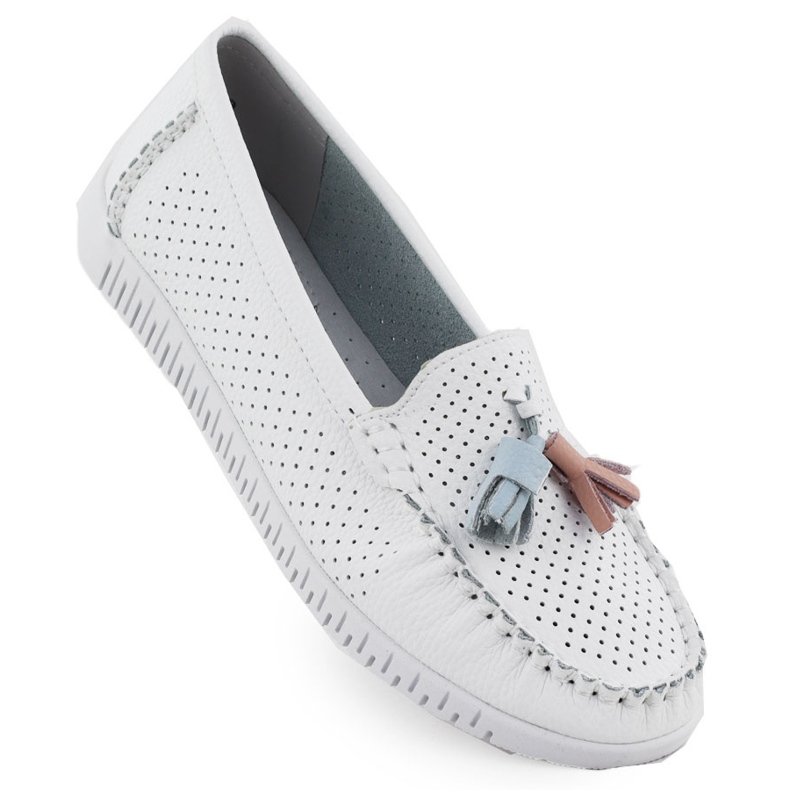 Mocasines de contracción para mujeres con franjas blancas de Evento 5372 blanco