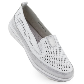 Zapatos de cuero a puertas para mujeres Evento blanco 5634