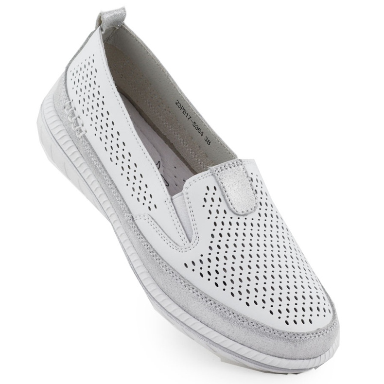 Zapatos de cuero a puertas para mujeres Evento blanco 5634
