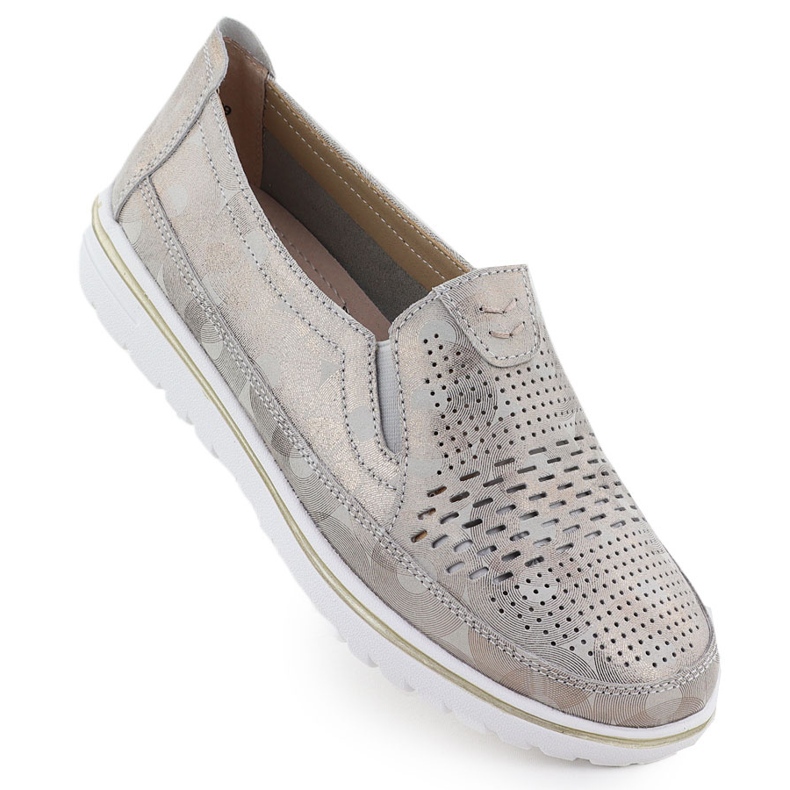 Zapatos de cuero para mujeres Evento dorado abierta 1653