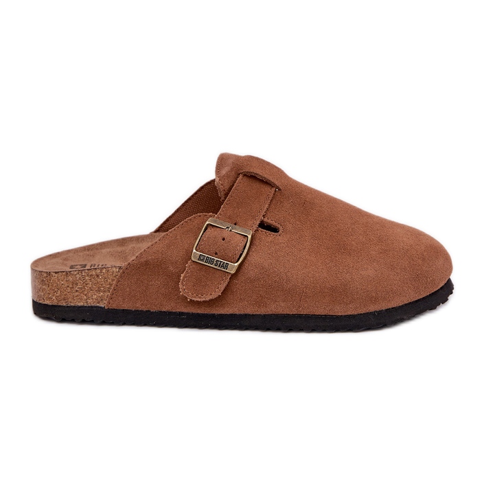 Flip de gamuza femenina -flops con Big Star RR274A387 Brown Hebilla marrón
